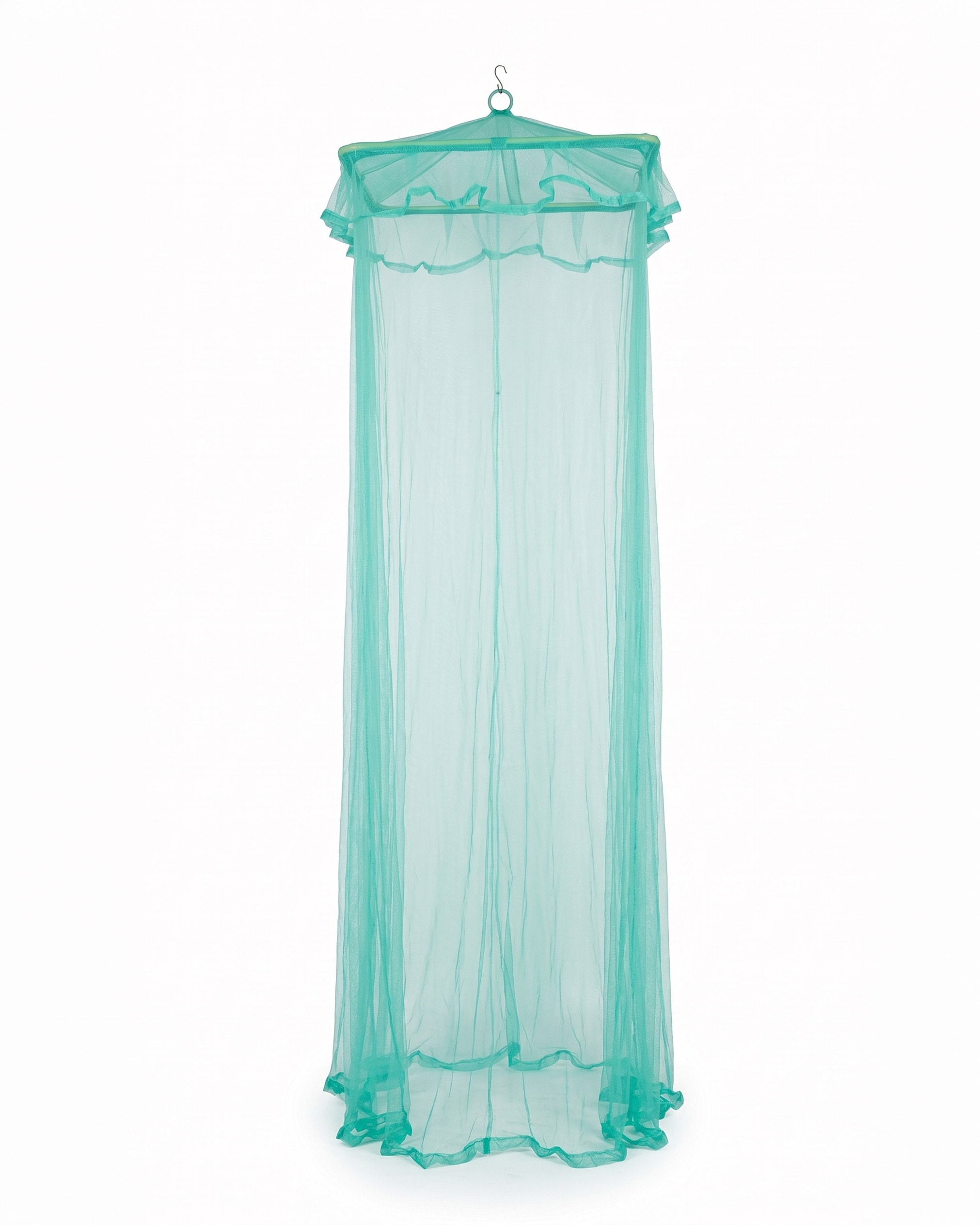 Green Cool Mosquito Net with a square top frame and hanging mesh.