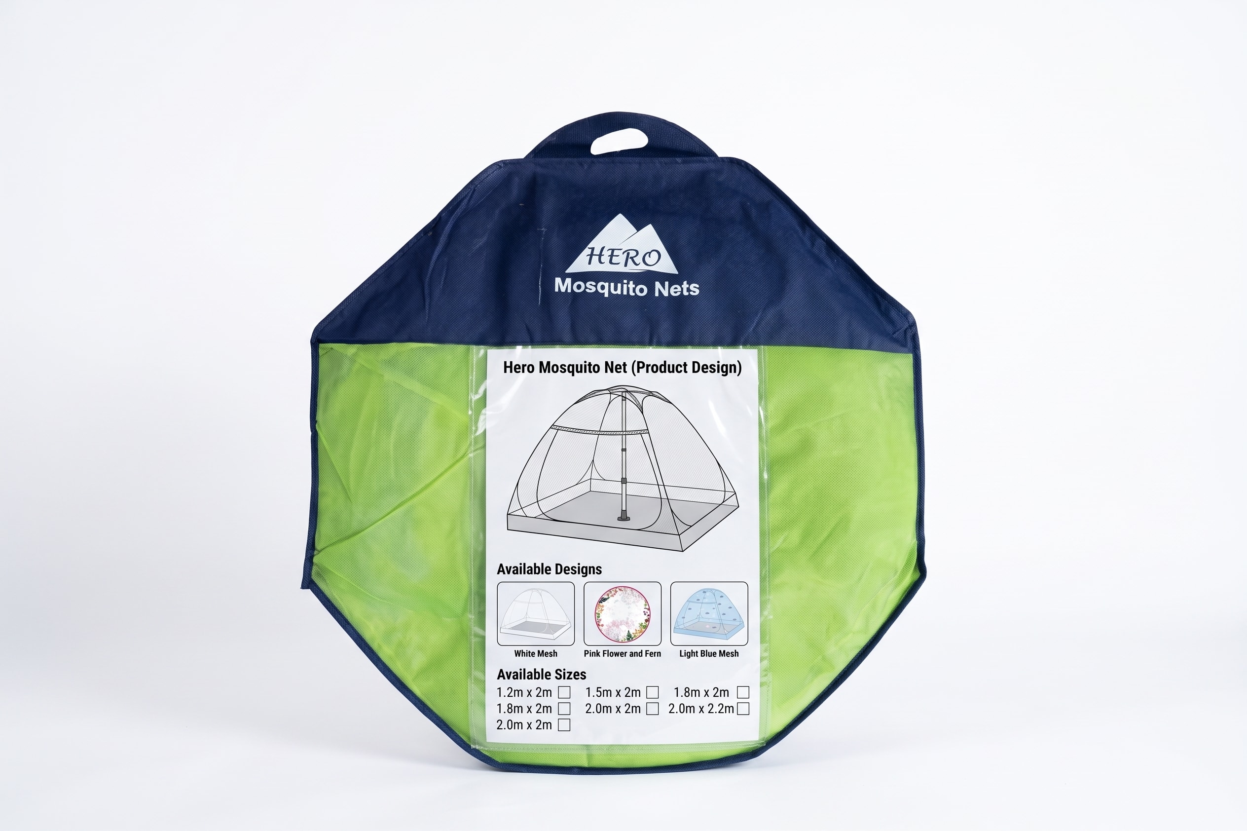 Classic Pop-Up Net packed in a navy blue and green carry bag.